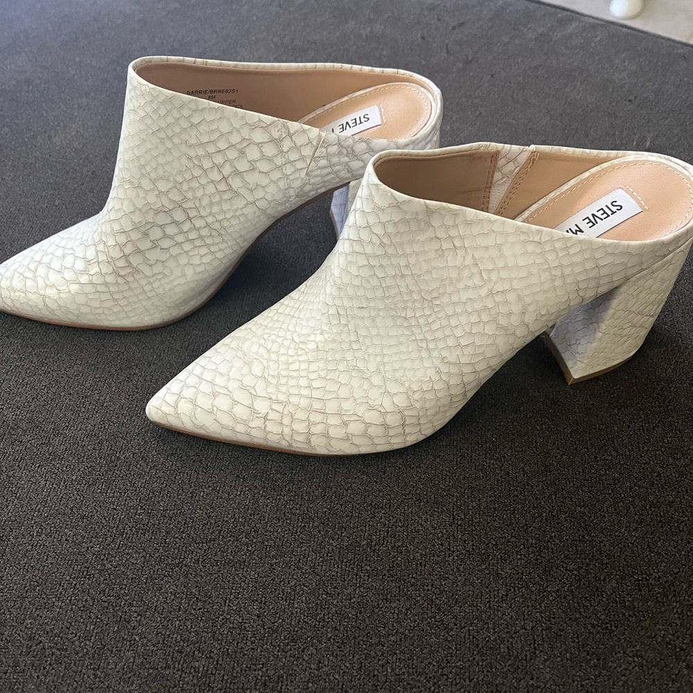 White bootie mules